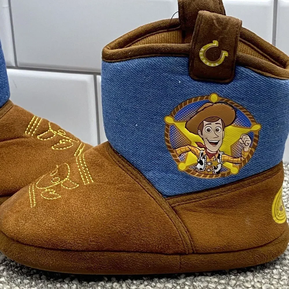 Toy Story Slippers Cowboy Boots Boys 11 12 Woody Soft‎ Disney S4